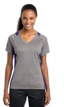 Sport-Tek® Ladies Heather Colorblock Contender™ V-Neck Tee